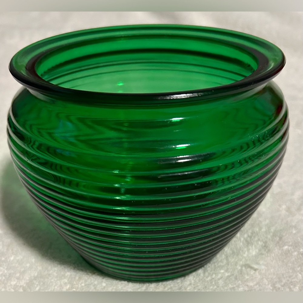 Vintage Mid-Century National Potteries Emerald Green Ribbed Vase